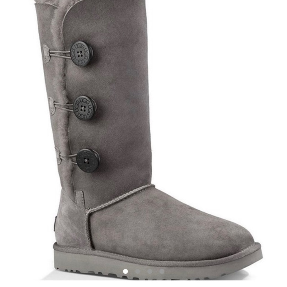 Worn grey UGG boots